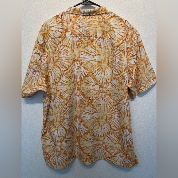 Van Heusen Mens 2Xl Plus Tropical Collared White Orange Tan Magnum PI Shirt Big - Picture 7 of 13